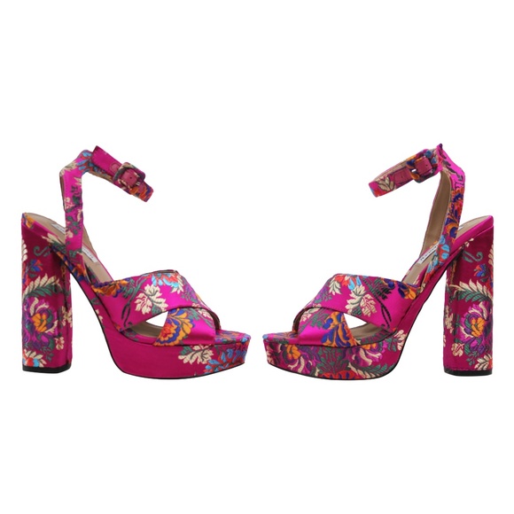 Steve Madden Floral Platform Sandal Block Heel - Picture 4 of 7